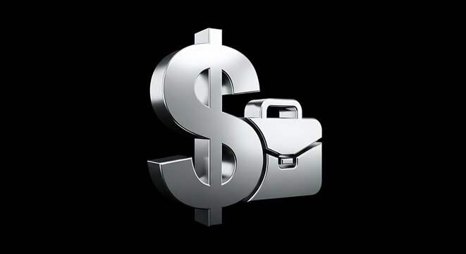 Financial business investment concept dollar sign and briefcase icon for wealth management success