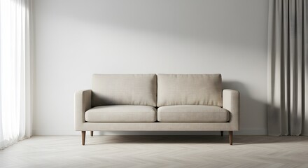 Minimalist Beige Sofa in Bright Interior