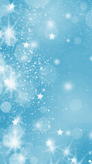 Sparkling blue background with bokeh and stars