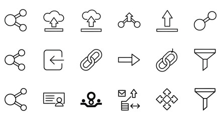 Fototapeta premium Collection of hand drawn icons representing connectivity data management and user interface elements vector