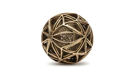 Abstract geometric sphere art sculpture design object on white background for modern art collection
