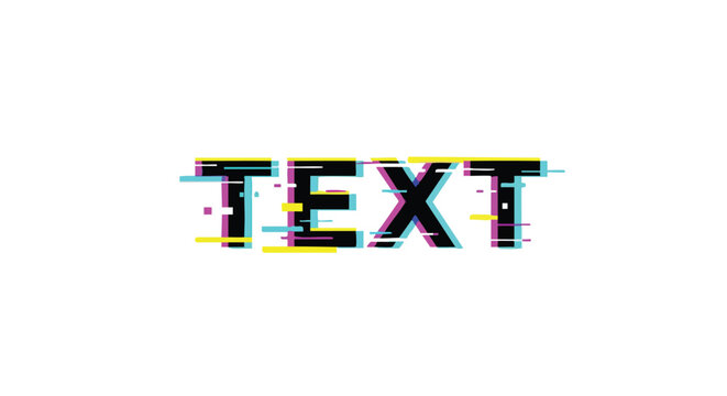 Modern text typography design with pixelated glitch effect adding futuristic and vibrant flair isolated over white backdrop
