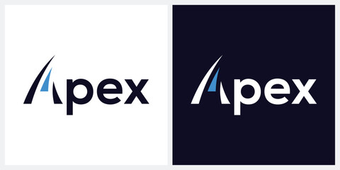 typography apex logo design, arrow icon concept, business graphic vector