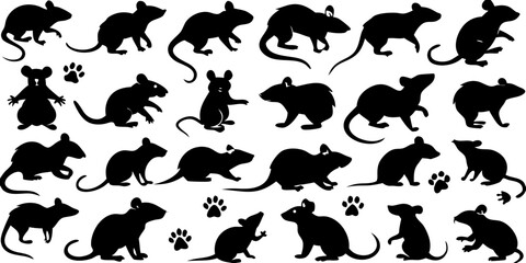Black Rat Silhouette Patterns