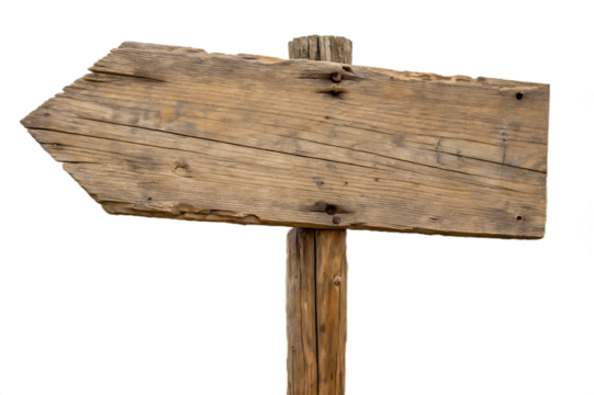 Rustic Wooden Arrow Sign on Isolated Black Background Perfect for Directional Marketing and Advertising Projects Offering a Vintage Aesthetic