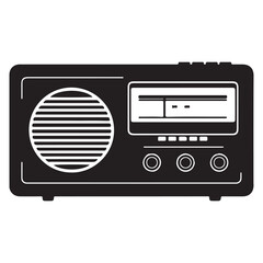 Fototapeta premium Vintage Radio Silhouette Design for Audio and Entertainment Projects Black and White Receiver Illustration Broadcast Technology