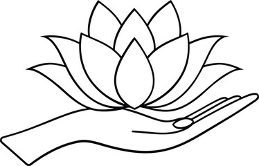 Obraz premium Hand Holding Lotus Flower petals