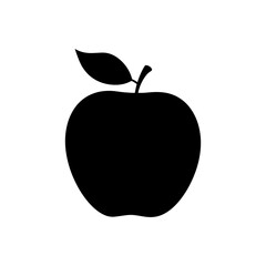 Apple with leaf silhouette icon vector flat illustration design.