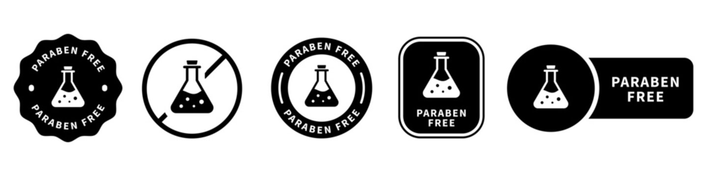 Paraben free vector stamps for product properties information.