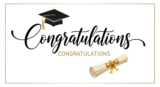 Elegant graduation congrats design with academic hat and diploma illustration - Powered by Adobe