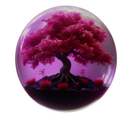 Global concept of a red tree growing on a map of the world