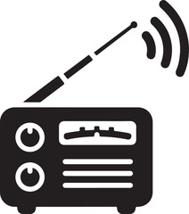 Media news related icon vector art of radio with antenna and signal waves icon on isolated background