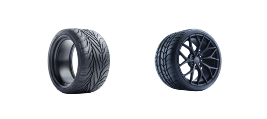 Comparison of tread and alloy wheel for automotive design