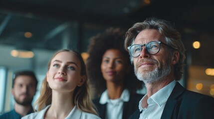 Obraz premium Group of diverse business people having a meeting in modern office, teamwork and collaboration concept