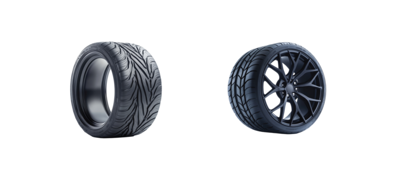 Comparison of tread and alloy wheel for automotive design