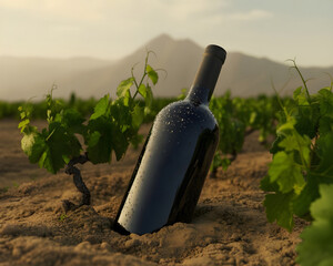 Black Grapes Alcohol Bottle Mockup Template