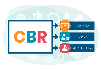 CBR, Certified Buyer Representative. Concept with keyword and icons. Flat vector illustration. Isolated on white.