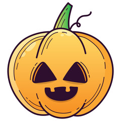 Halloween Pumpkin Illustration – Cute Jack-O'-Lantern Character with Moody Face
