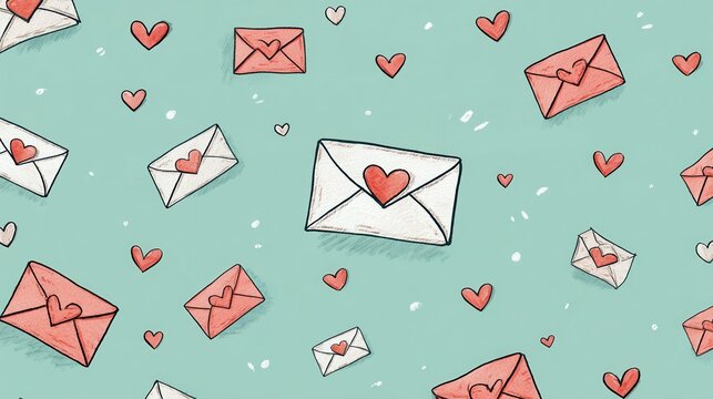 Affection envelopes pattern on trendy mint background : Customer Loyalty & Digital Marketing

