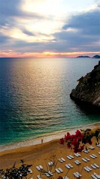 Beautiful sunset in Kaputas beach on mediterranean sea, Turkey