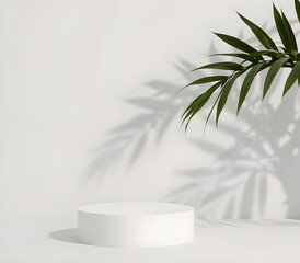 Minimal geometric, white marble podium in white
