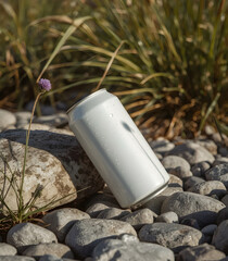 Mockup of plain white soda can mockup template