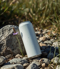 Mockup of plain white soda can mockup template