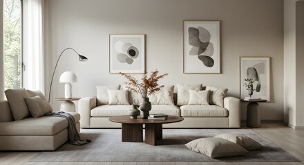 Modern Minimalist Living Room Interior Design with Neutral Colors