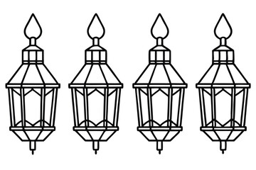 Christmas Glow Line Art Lantern Vector