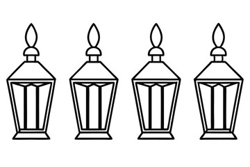 Christmas Glow Line Art Lantern Vector