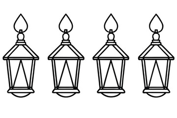 Christmas Glow Line Art Lantern Vector