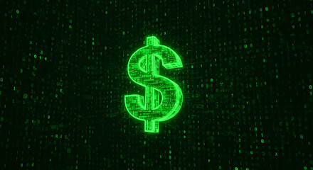 Digital currency is coming, as can be seen with this dollar symbol on the digital binary backdrop.