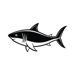 Shark fish silhouette vector art – marine animal design illustration. Black Shark Ocean Predator graphic design.