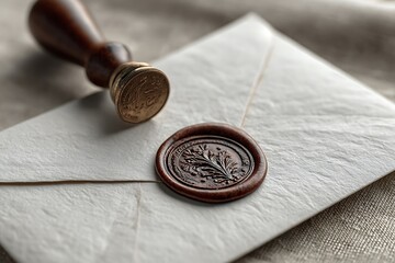 Light correspondence items and note with embossed emblem on cream material
