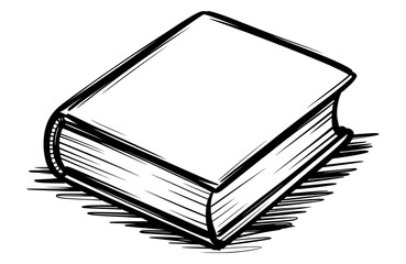 Hand drawn sketch of closed book illustration in black and white vector