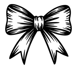 Black and white hand drawn bow illustration in sketch vector style
