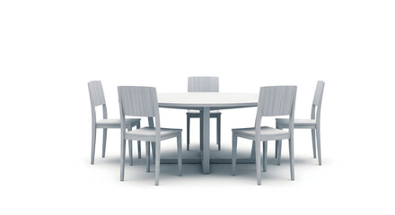 White Round Dining Table with Six Chairs in Minimalist Modern Setting