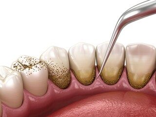 Dental Scaling Procedure Demonstrating Plaque Removal for Healthy Gums and Teeth Wellness Animation Showing Oral Hygiene Importance