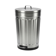 Stainless Steel Round Pedal Waste Bin Isolated On White Background
