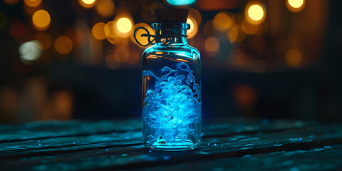 Magical Blue Potion Bottle