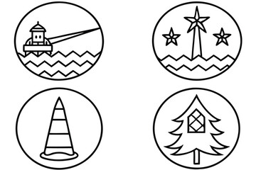 Christmas Signpost Vector Line Art