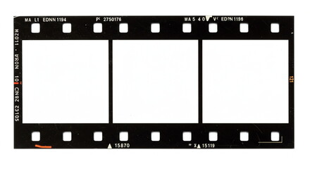 35mm Film Strip with Blank Frames, Isolated on White