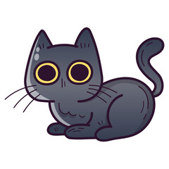 Cute Halloween Black Cat Illustration – Spooky Cartoon Cat with Big Eyes