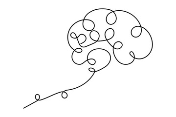 Continuous one line drawing of human brain organ, Brain for psychology, idea and intelligence concept in One line draw illustration.