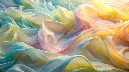 Obraz premium Softly flowing pastel colored fabric with gentle folds and subtle light creating an ethereal and dreamy abstract texture