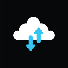 An icon representing simultaneous uploading and downloading of data to a cloud server. Ideal for use in UI, UX, websites, and apps.