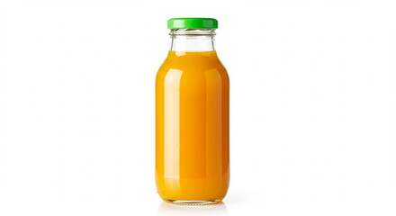 Fresh Orange Juice Bottle on White Background