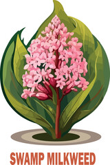 Swamp milkweed logo icon vector white background .