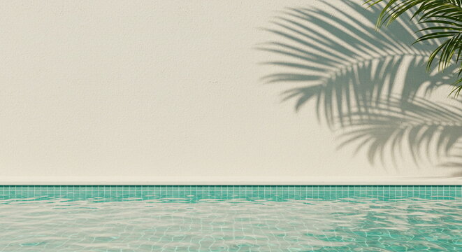 Minimalist Poolside Scene with Palm Shadow