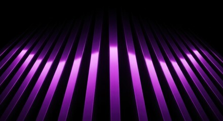 Mystic parallel arrangement of luminous purple stripes on a dark backdrop